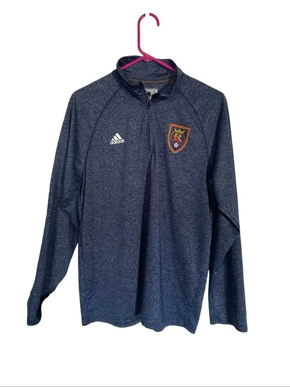 Adidas Mens Blue Real Salt Lake On-Field Quarter Zip Ultimate Tee Shirt Large